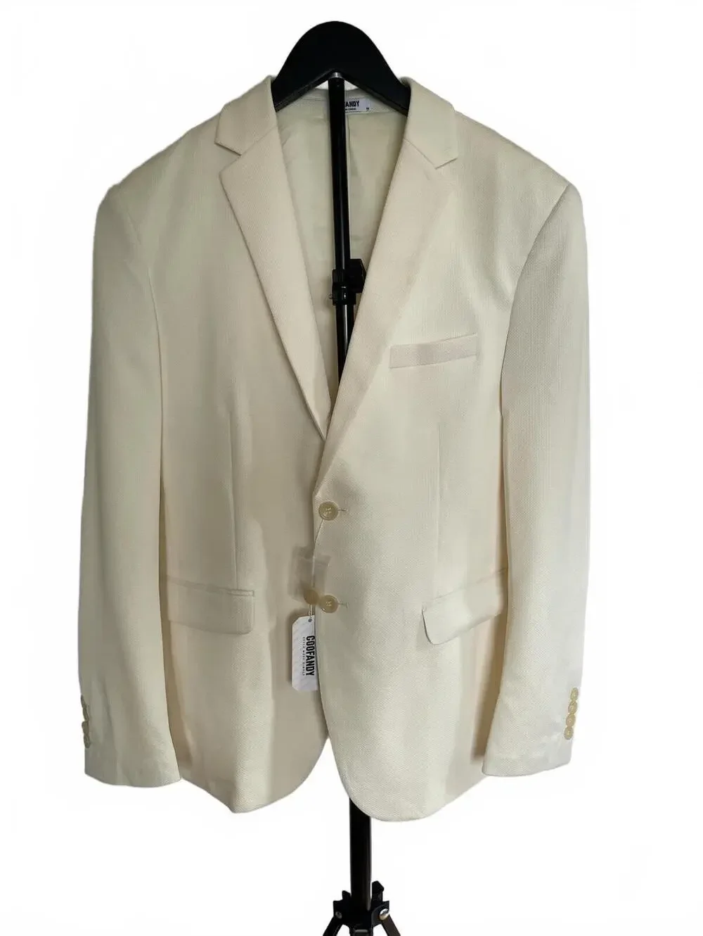 COOFANDY Men's Wedding Blazer Ivory Cream Textured Sport Coat NWT Medium